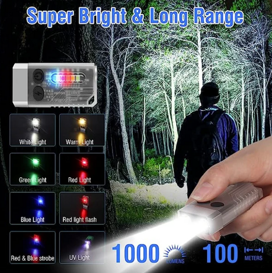 Small Powerful EDC Flashlight with Red UV Blue Light