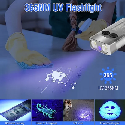 Small Powerful EDC Flashlight with Red UV Blue Light