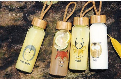 Animal Collection Bamboo Lid Glass Bottle (Deer)