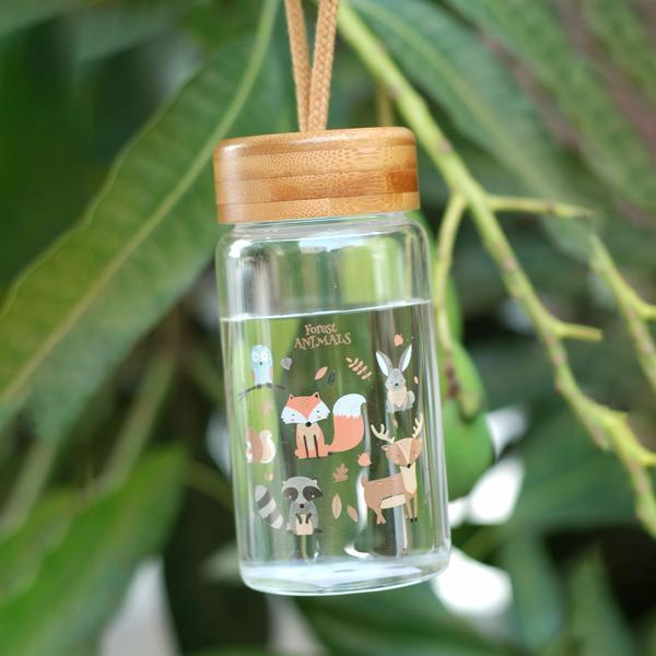 Cartoon Animal Collection Mini Bamboo Lid Glass Bottle