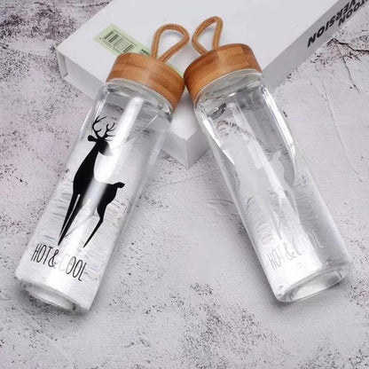 B&W Deer Collection Glass Bottle  (White)